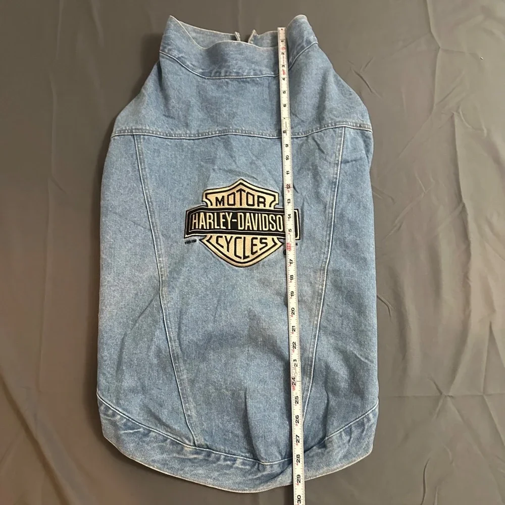 Vintage 2001 Harley Davidson Dog‎ Jacket Vest XL Embroidered Logo Snap Denim